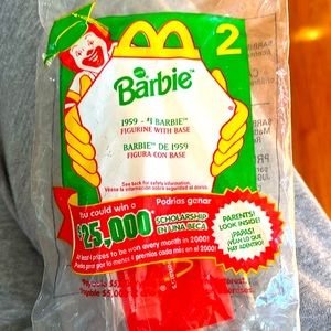 Rare Find McDonalds 1959 #1 Barbie Figure/Base In Package Number 2 Green Package